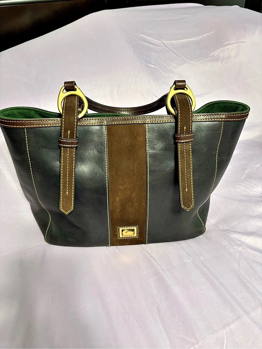 Dooney & Bourke Florentine Skylar Tote Black Brown Suede Leather